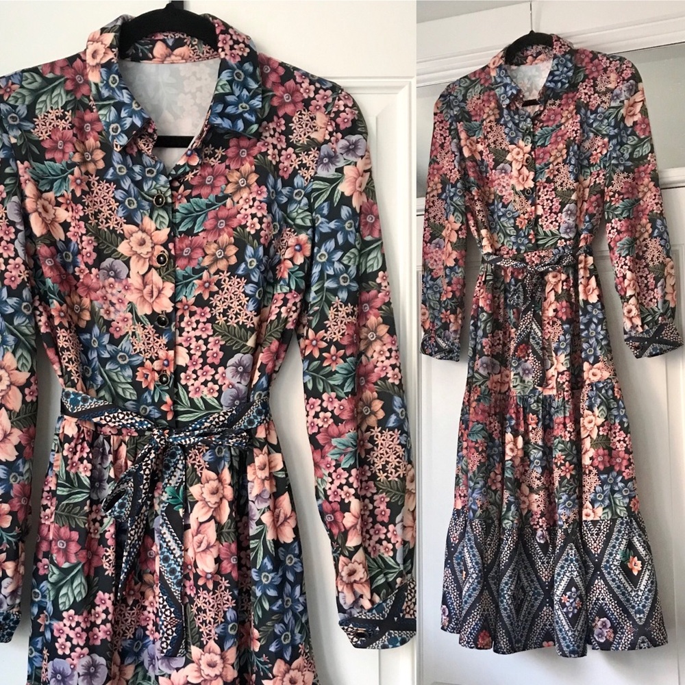 Vintage Floral Midi Tiered Dress